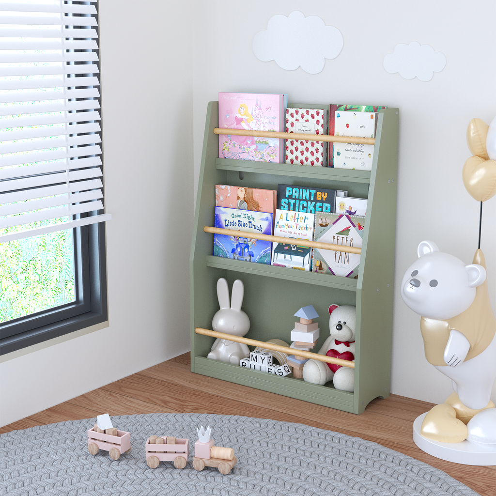 3 Tier Kids Book Shelf in Sage