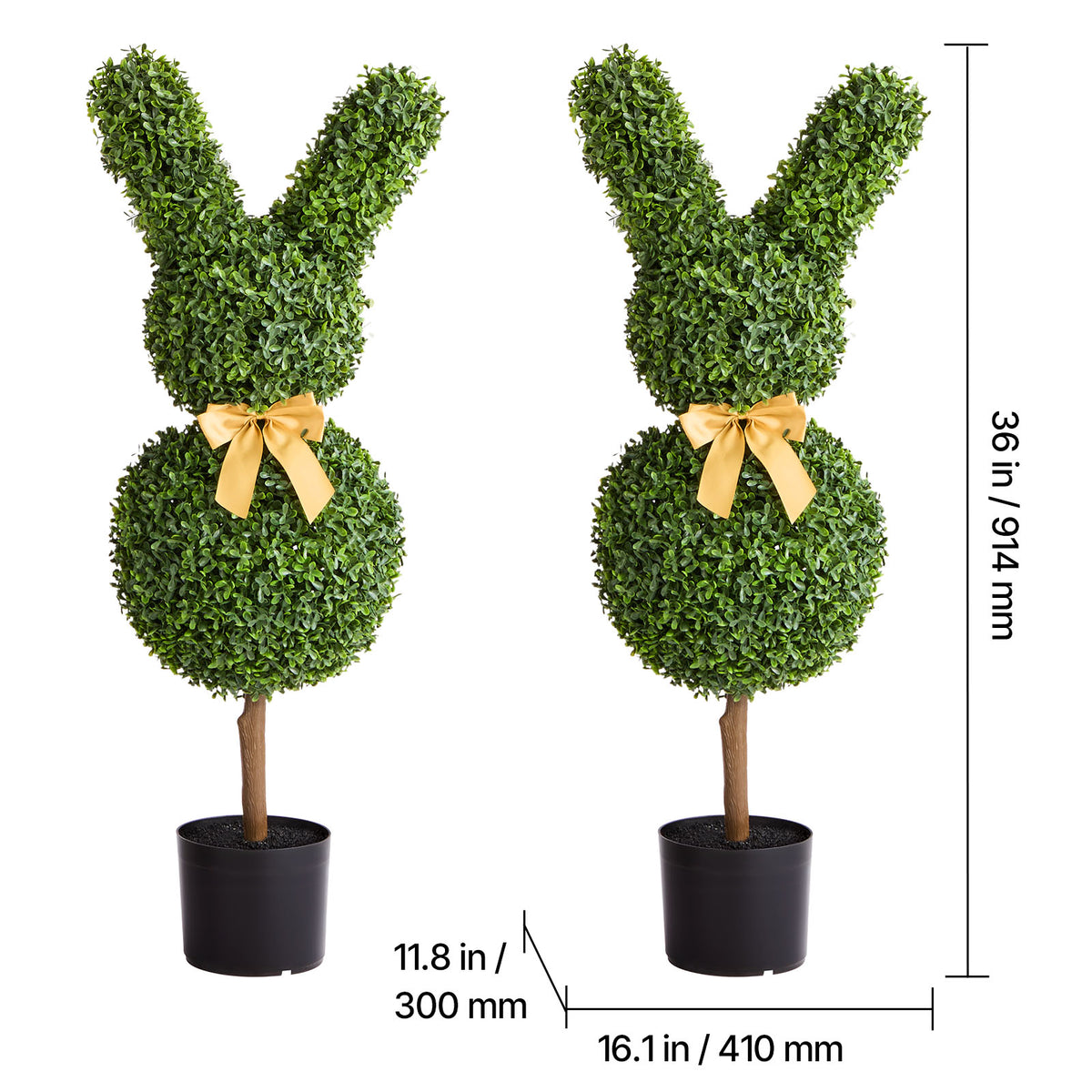 Artificial Topiary Bunny-Shape Boxwood Ball Set