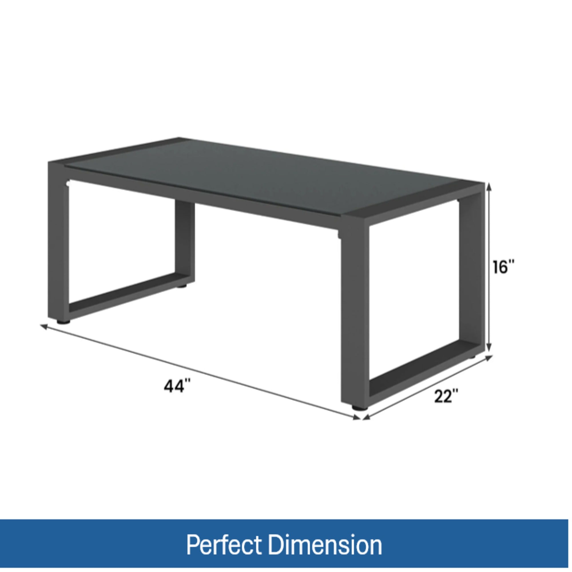 44" x 22" All-Weather Aluminum Coffee Table