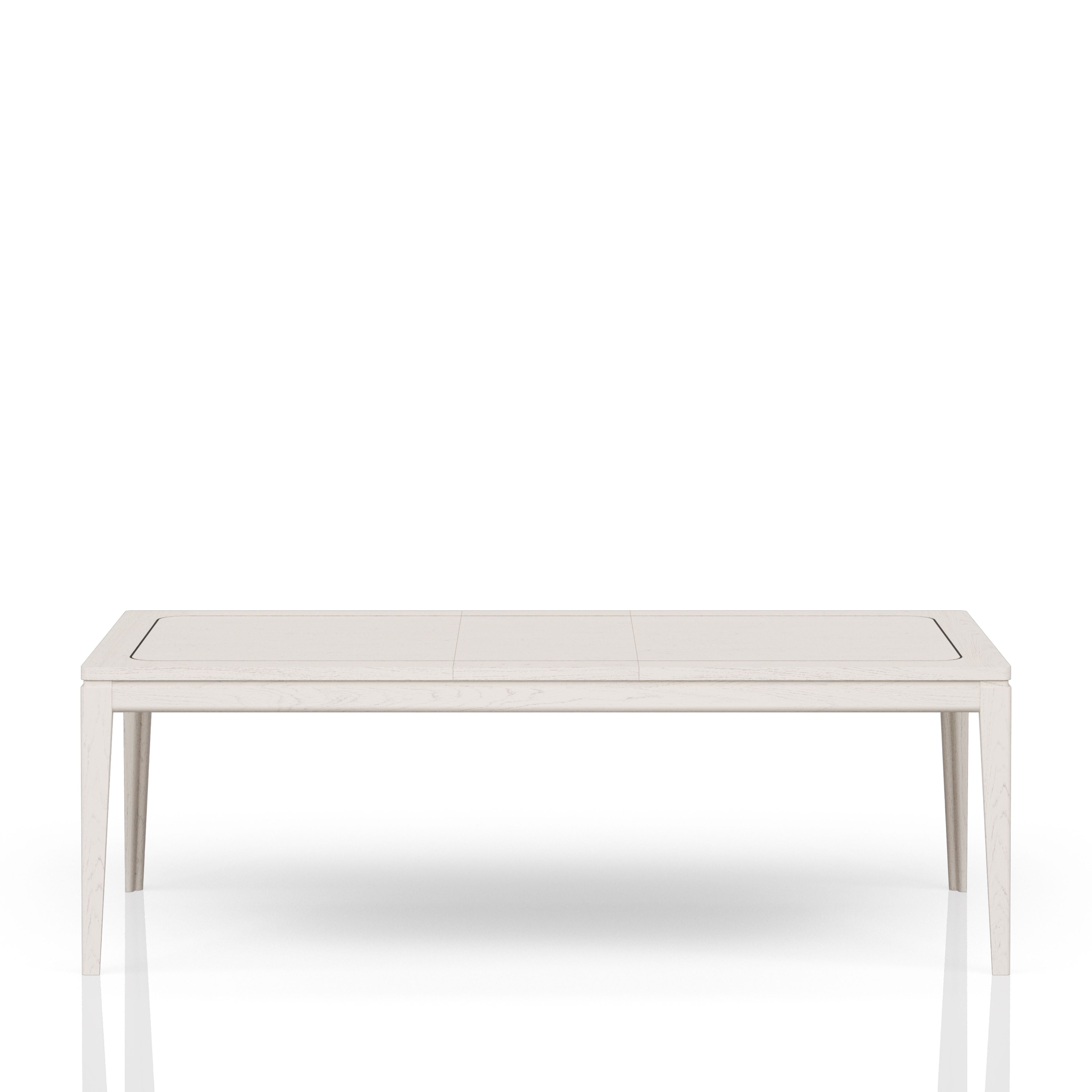 Expandable Leg Table with Metal Inlay - Vanilla
