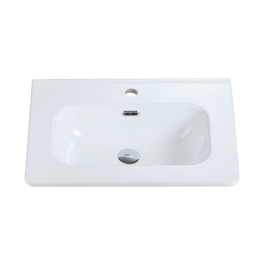 Integrated Glossy White Ceramic Sink