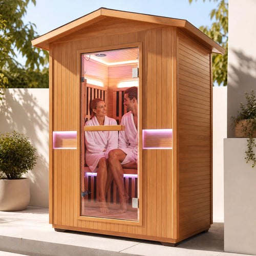 2000W Canadian Hemlock Double Outdoor Far Infrared Sauna Room