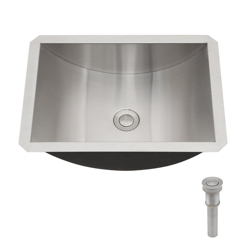 18"x13" Brushed Nickel Stainless Steel Undermount Bathroom Sink