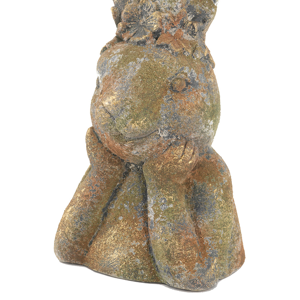 Antique Rabbit Figurine, 15.2-Inch Handcrafted Sculpture