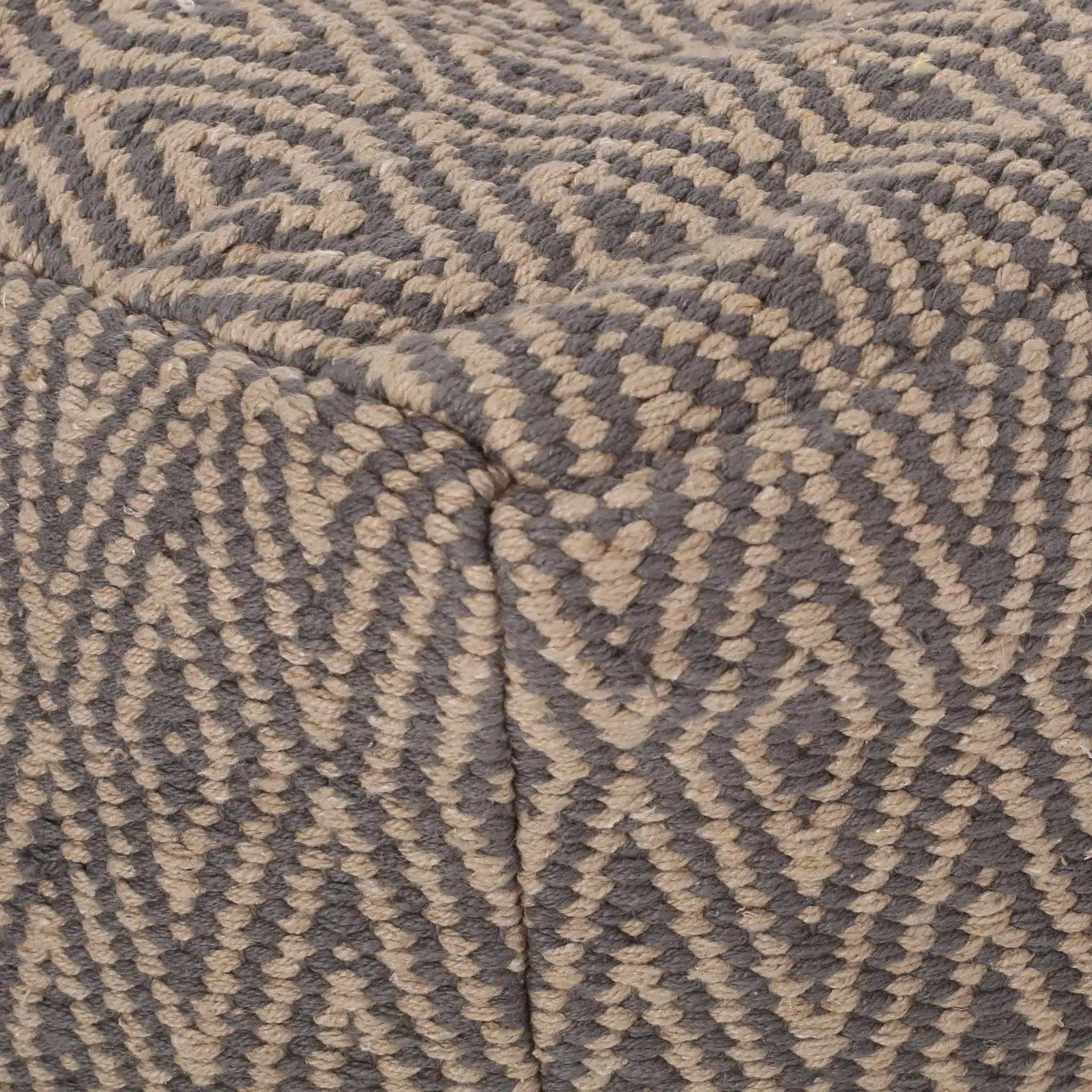 Amuleto Hand Loomed Cotton Pouf - Dark Gray / Brown