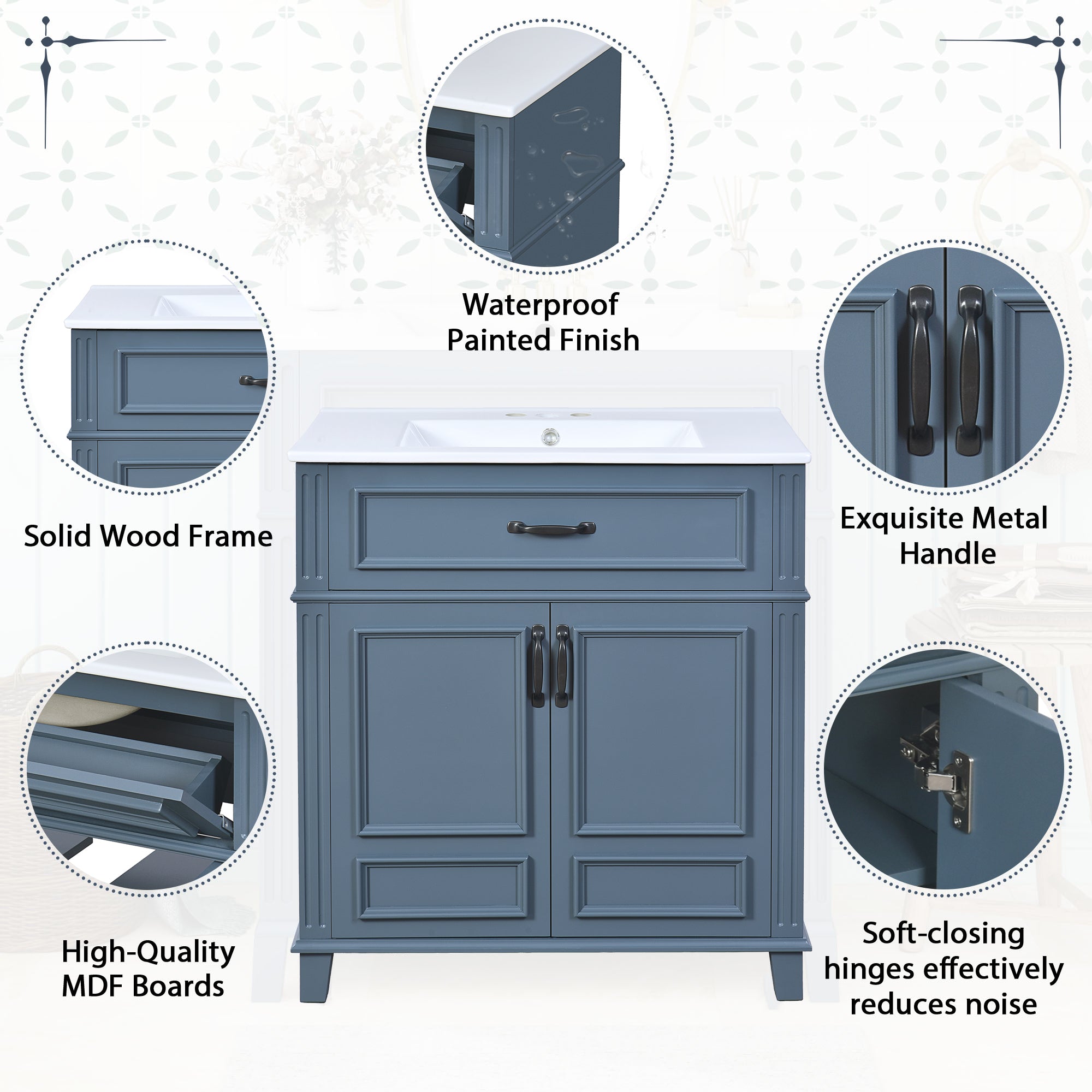 30'' Bathroom Vanity with Ceramic Sink