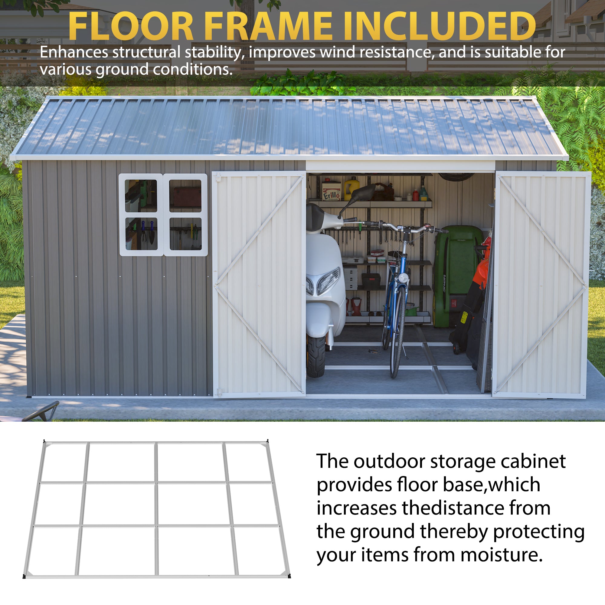 12x10 FT Outdoor Storage Shed Metal