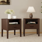 Mid-Century Modern Solid Bamboo Wood Nightstand