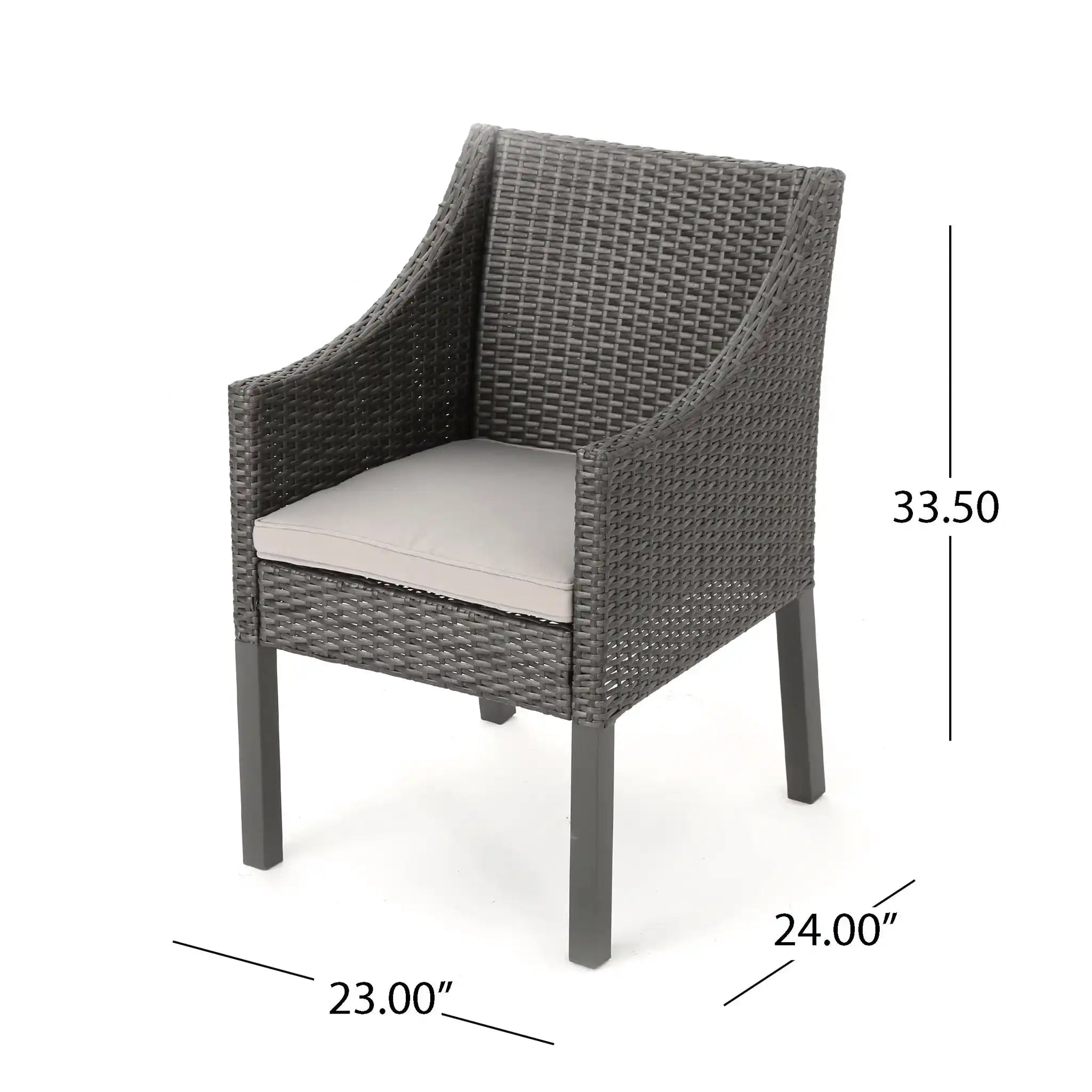 Outdoor Rattan Dining Chair With Straight Legs and Sloped Arms (Set of 2)