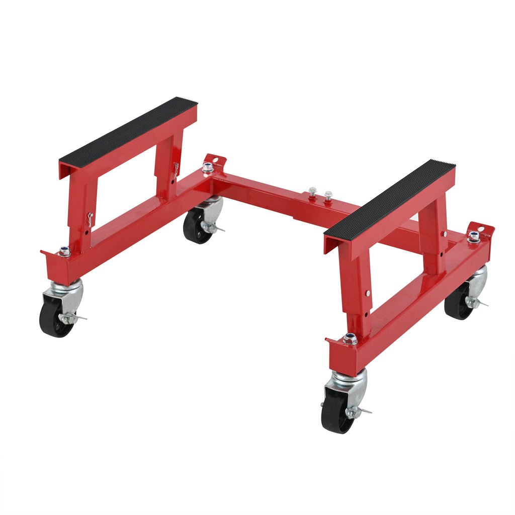 ATV Motorcycle Engine Cradle Dolly, Heavy Duty Iron Frame, Red