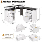 Modern Fluted L-Shaped Desk with Charging Station