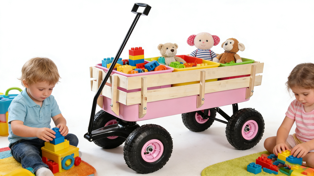 Outdoor Wagon with Wood Railing and Air Tires