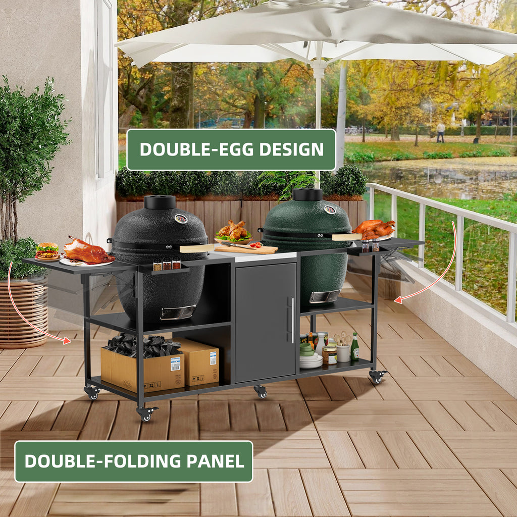 Outdoor Grill Cart for Two Big