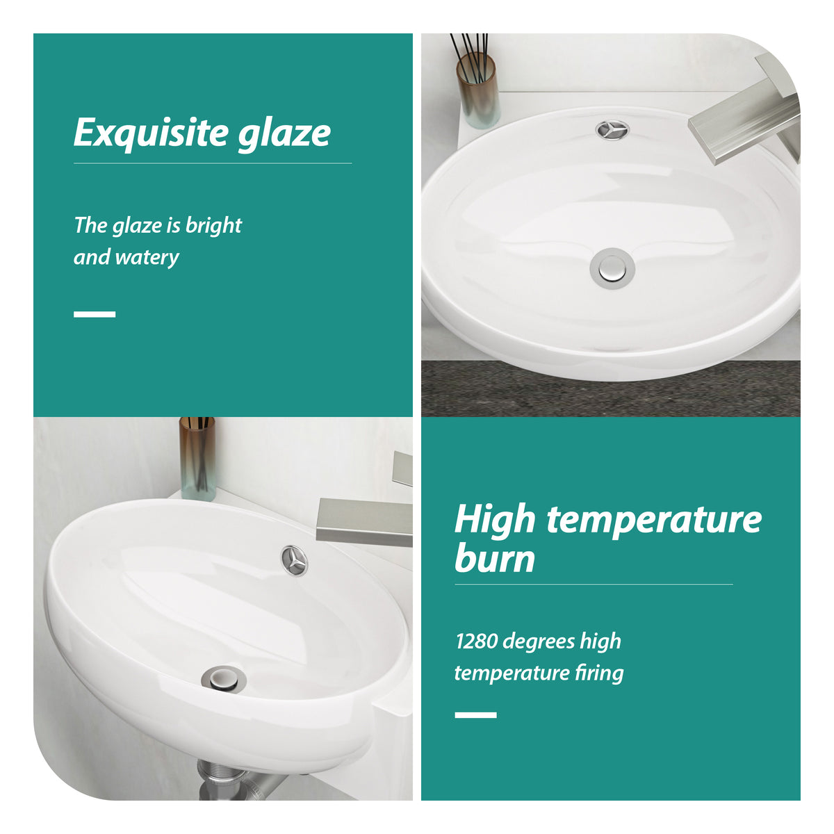 16.5x11 Inch Ceramic Bathroom Sink