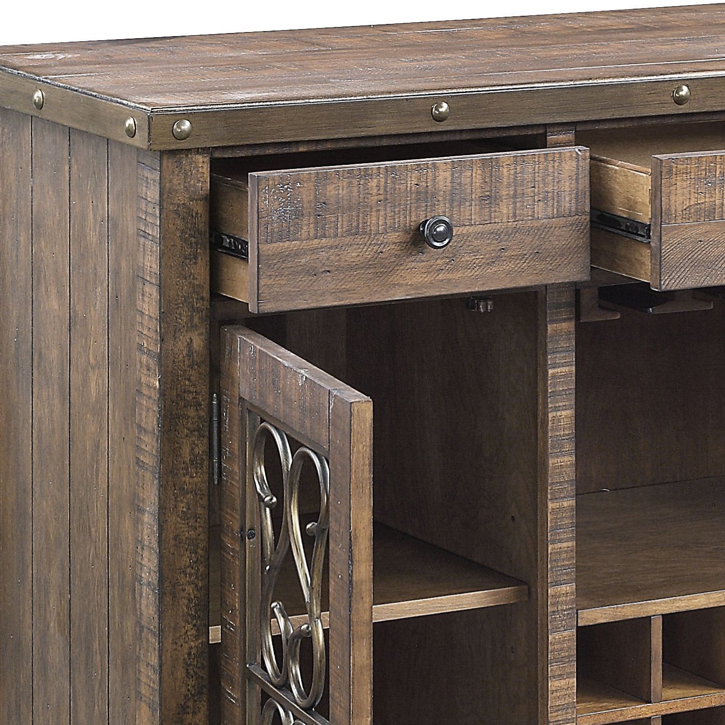 Raphaela Weathered Cherry Finish Server