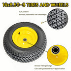 Set of 2 16x6.50-8 Lawn Mower Tires & Wheel Assembly
