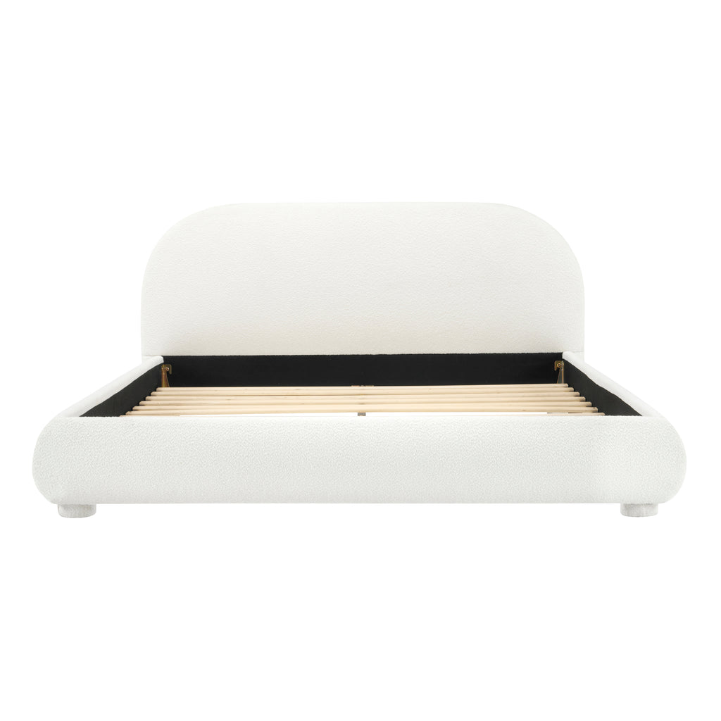 Cream Style Fabric Upholstered King Bed