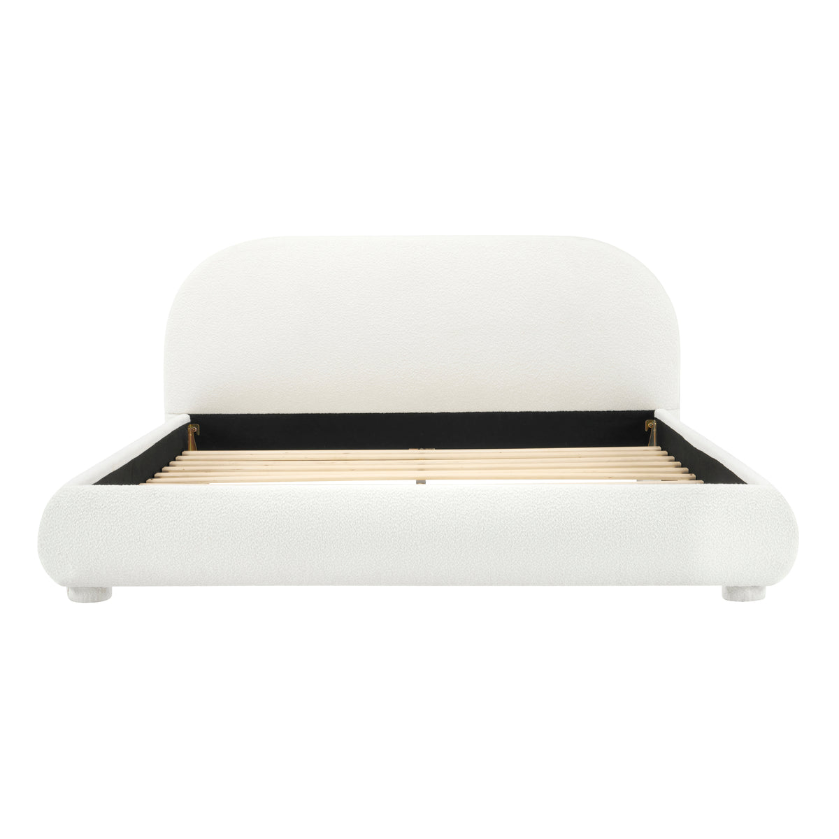 Cream Style Fabric Upholstered King Bed