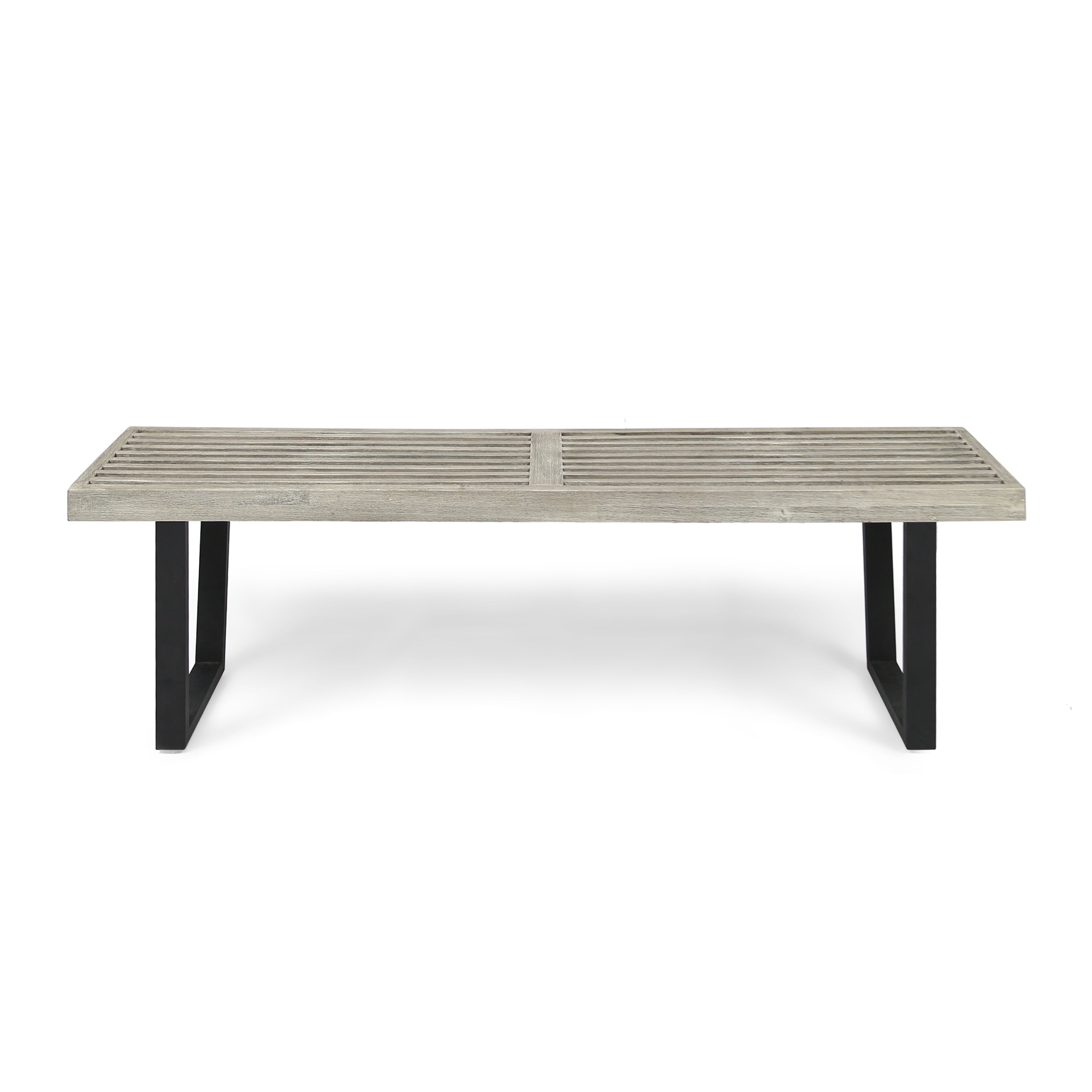 Metal/Solid Wood Outdoor Bench