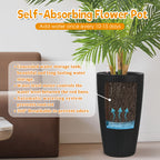 Set of 2 Faux Rattan Tall Planters