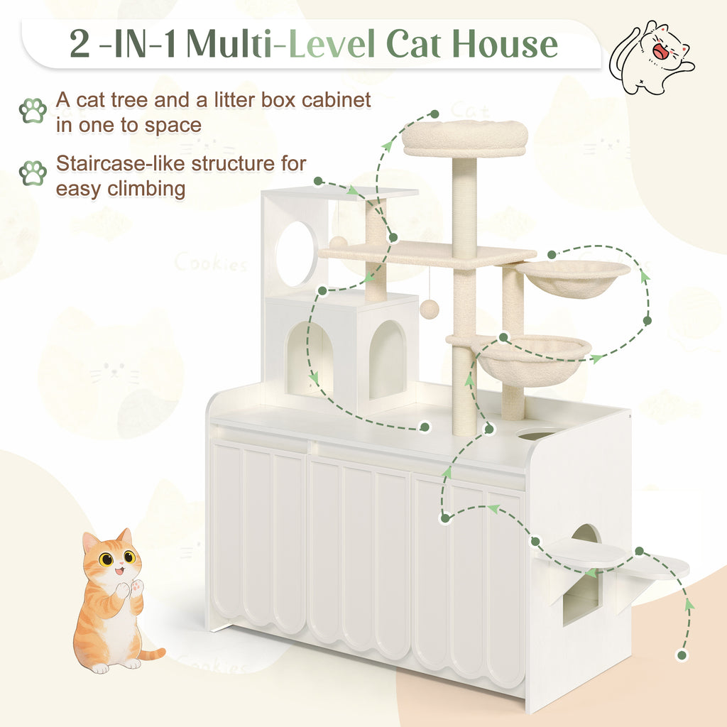 50.6" Cat Tree with Litter Box Enclosure
