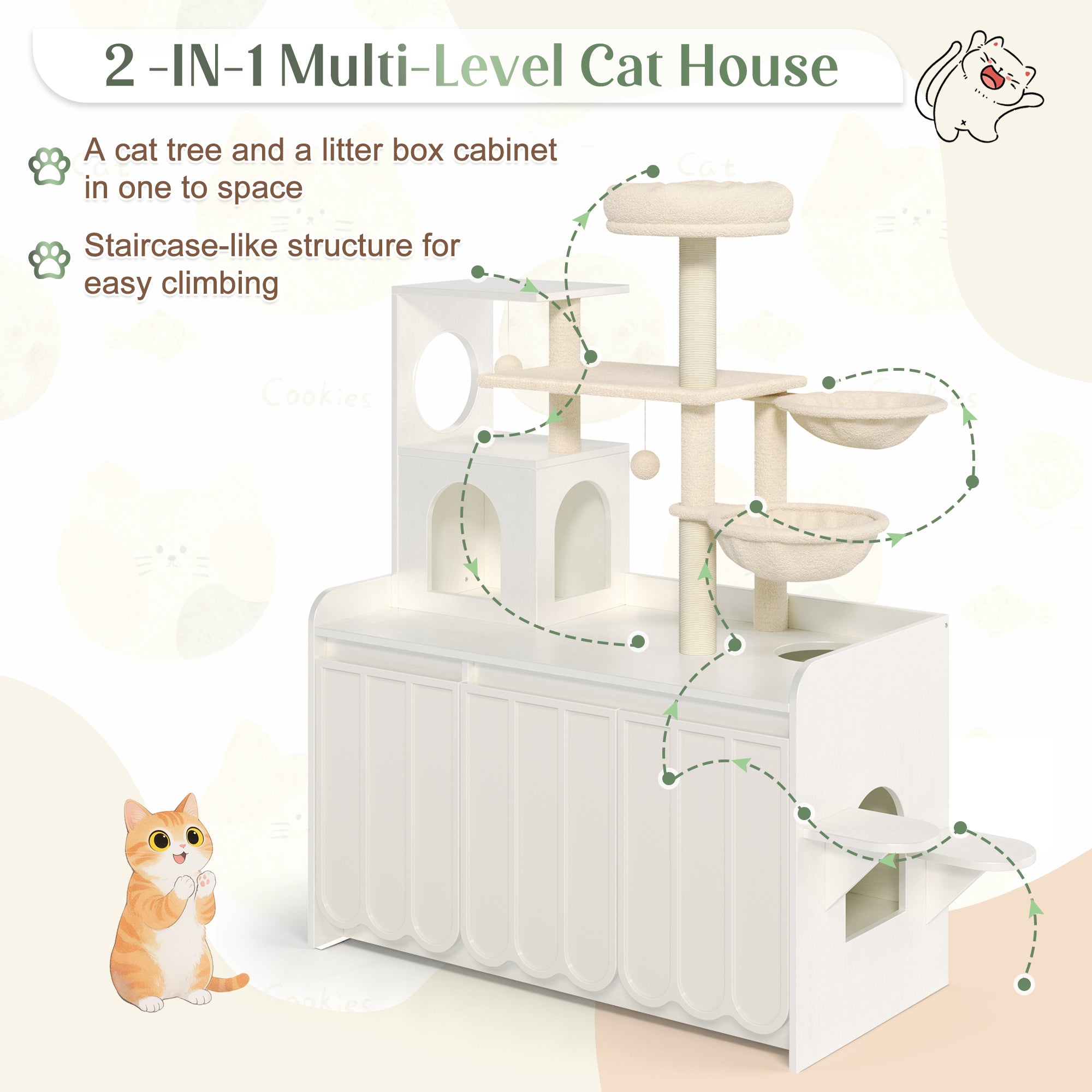 50.6" Cat Tree with Litter Box Enclosure