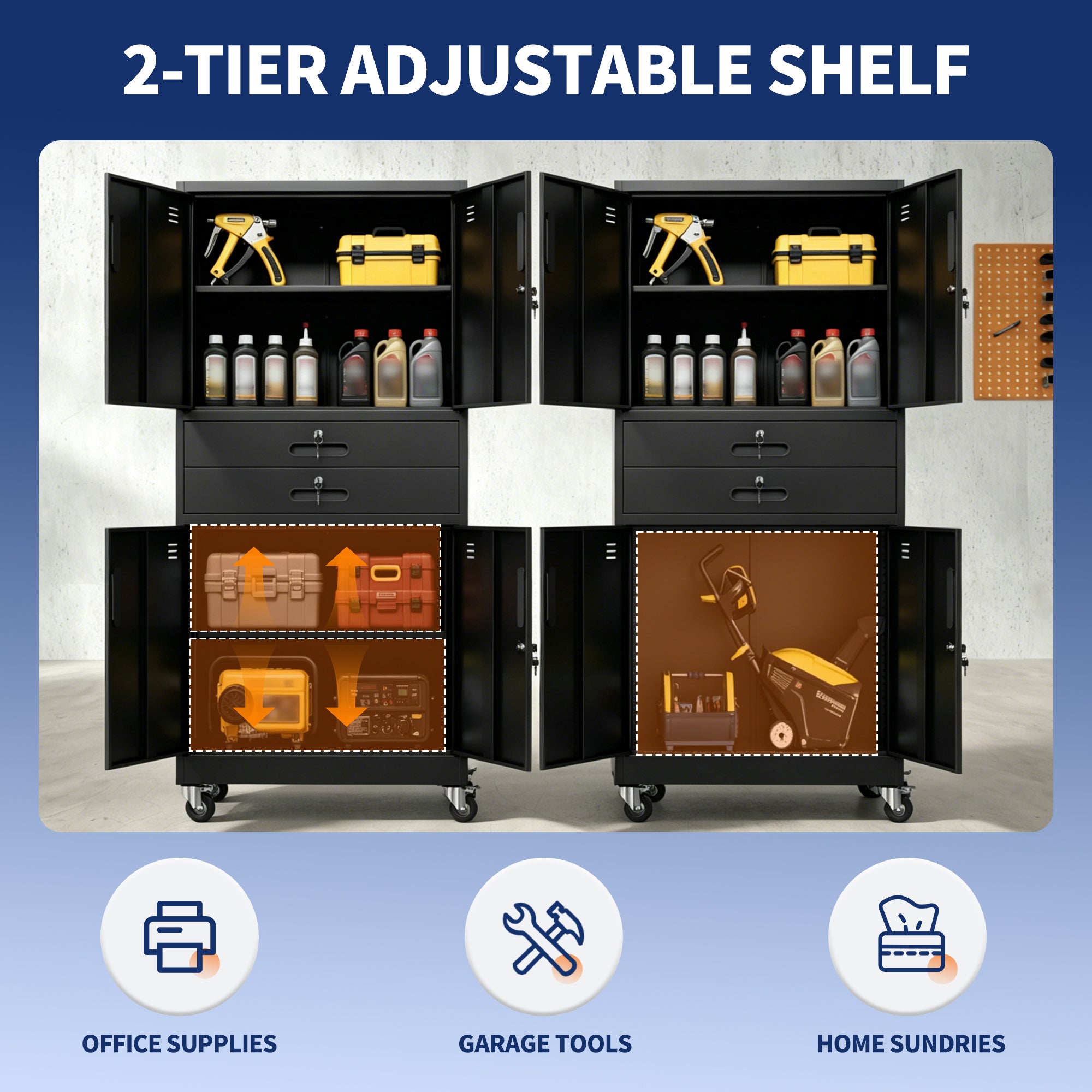 Metal Storage Cabinet with Two Drawers