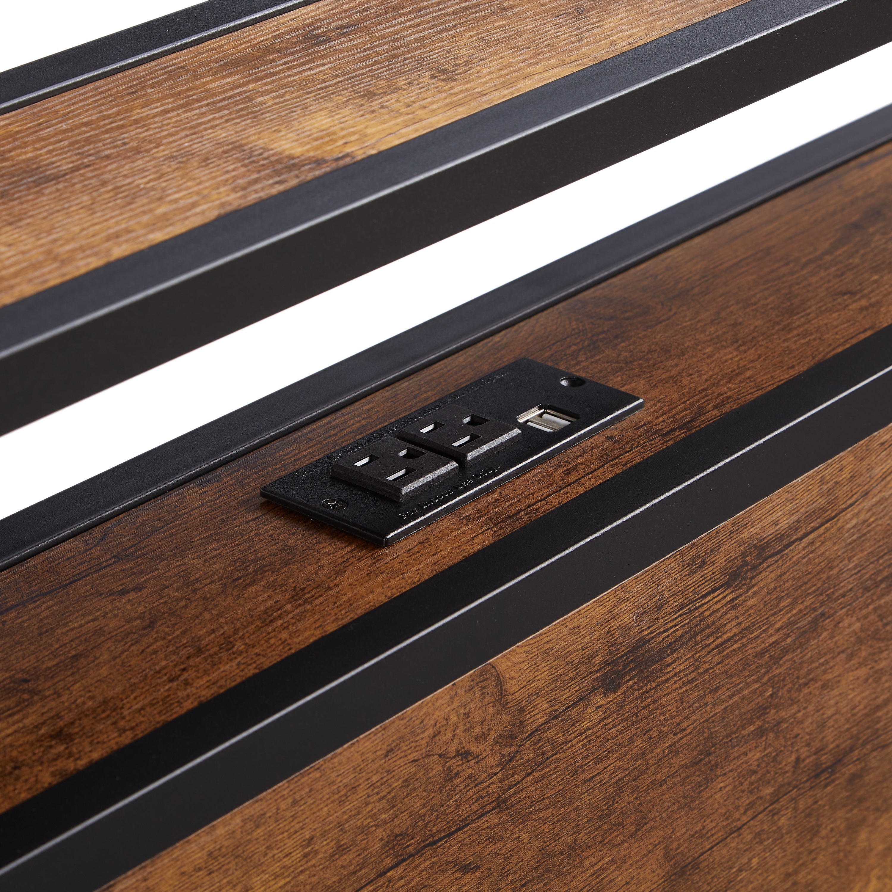 Twin Size Metal Platform Bed Frame with Wooden Headboard