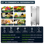 27"W Commercial Refrigerator with Solid Door