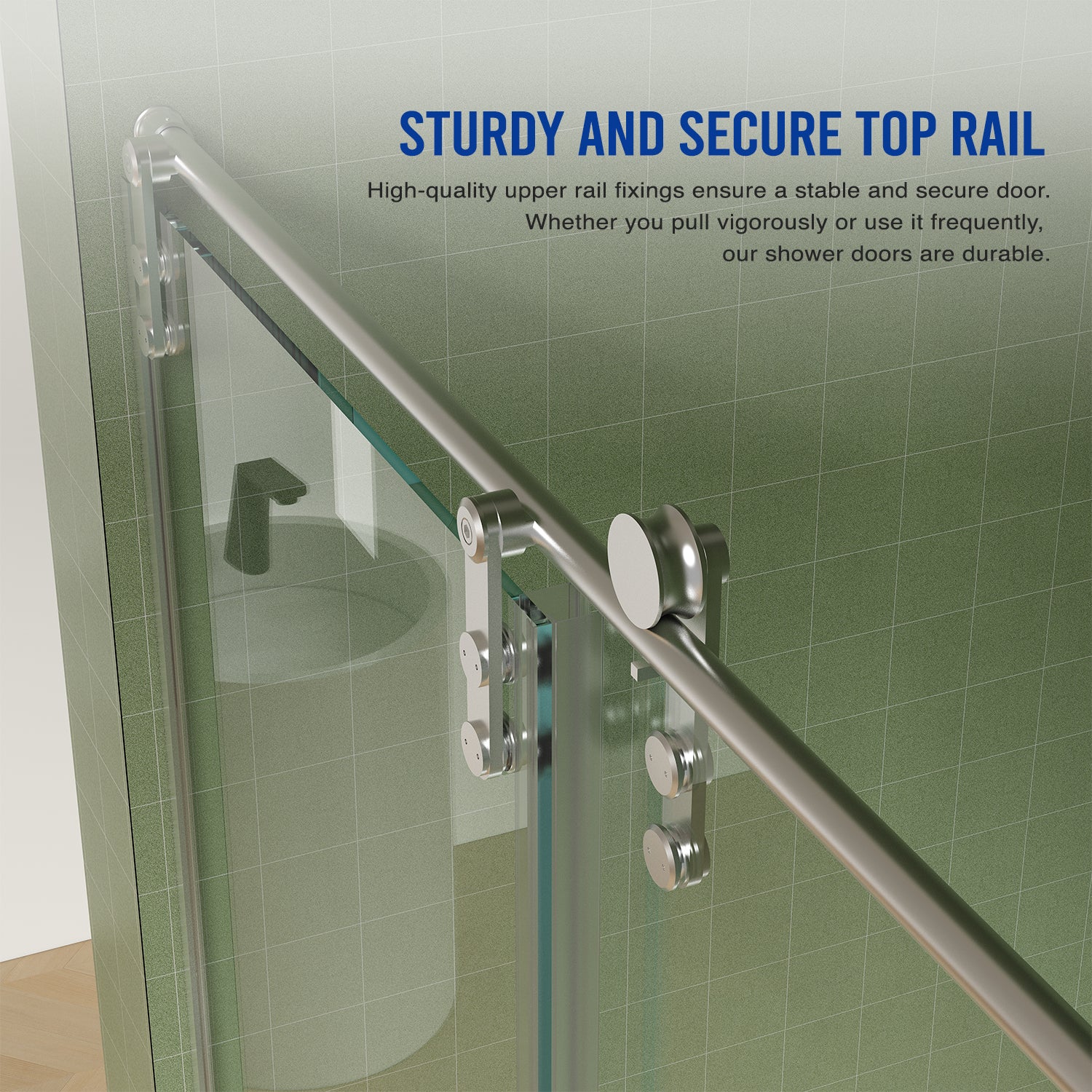 56"-60"W x 70"H Frameless Shower Door with Towel Bar