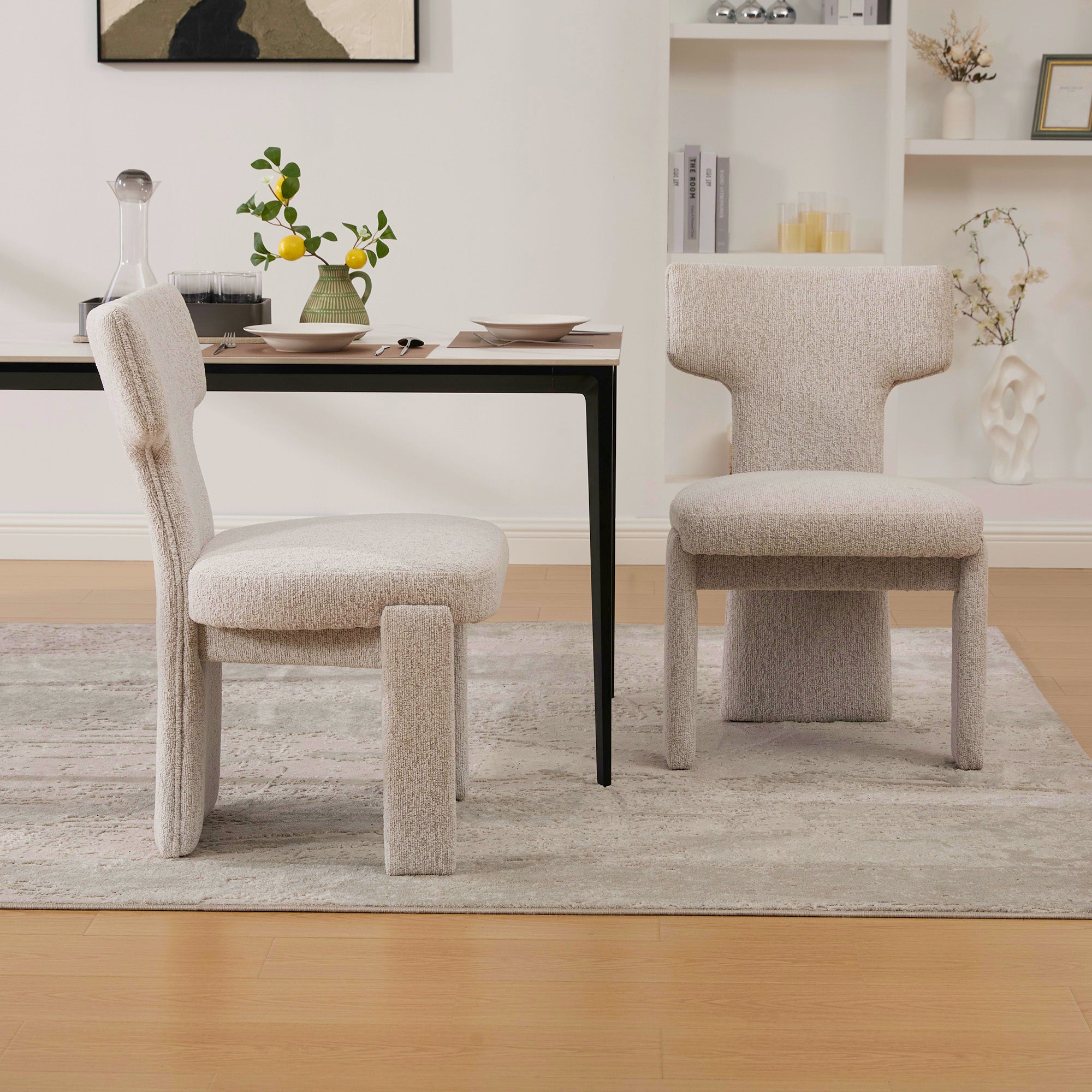 Modern Upholstered Chenille Dining Chair Set of 2