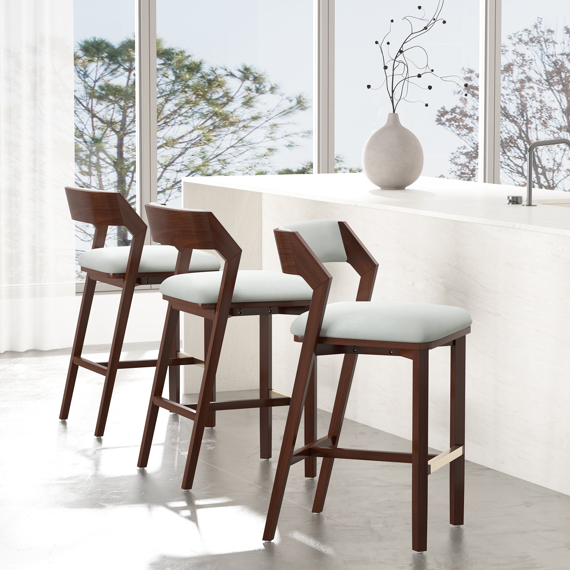 Patricia Velvet Barstool with Backrest