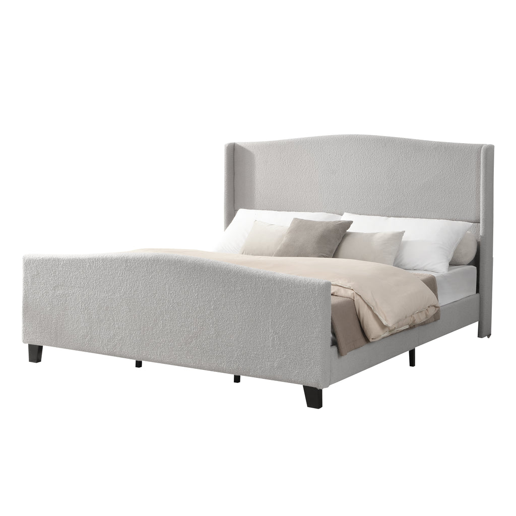 King Size Bed Frame with High Back Upholstered Headboard