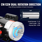 0.75HP Electric Motor 1725 RPM, AC 115V/230V