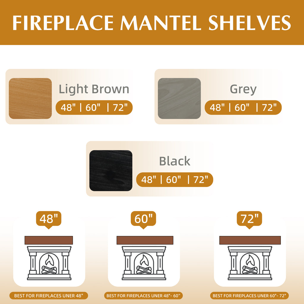 72" Fireplace Mantel Fir Wood Wall-Mounted Shelf