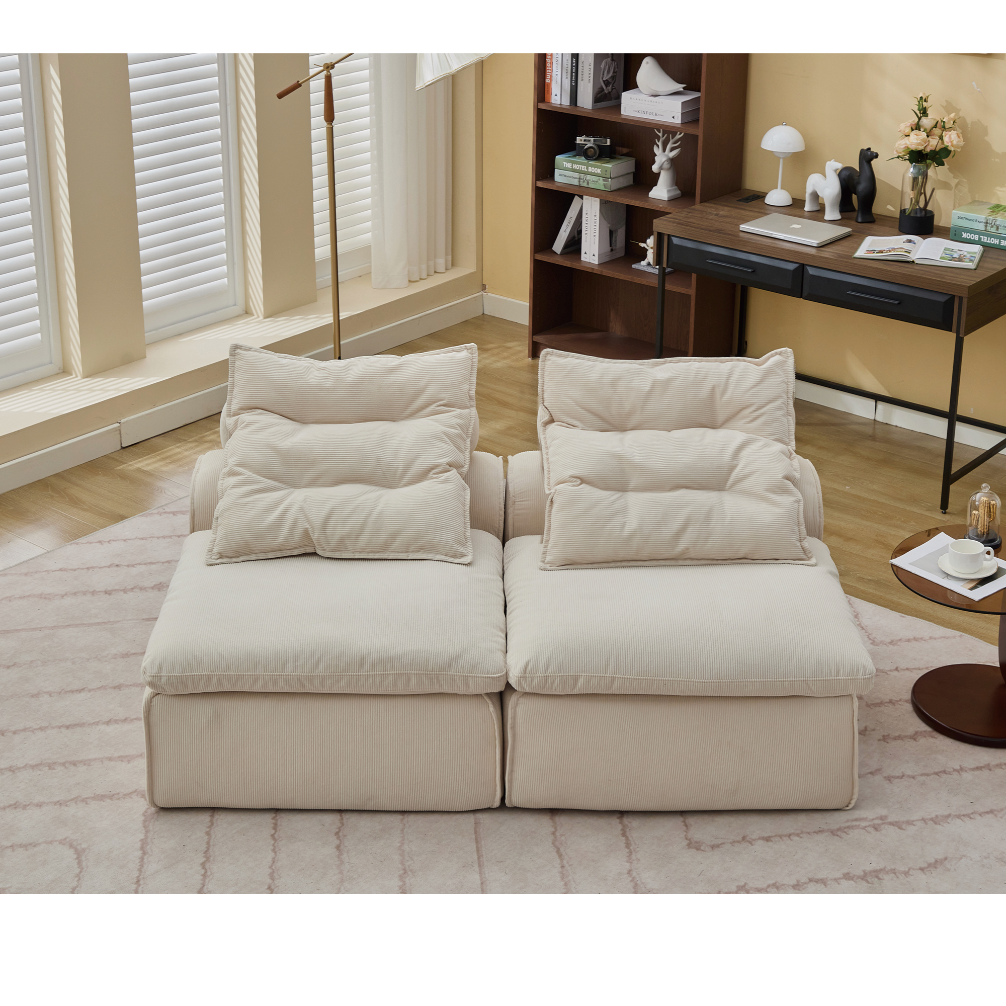 Modular Sofa with Soft Corduroy Fabric