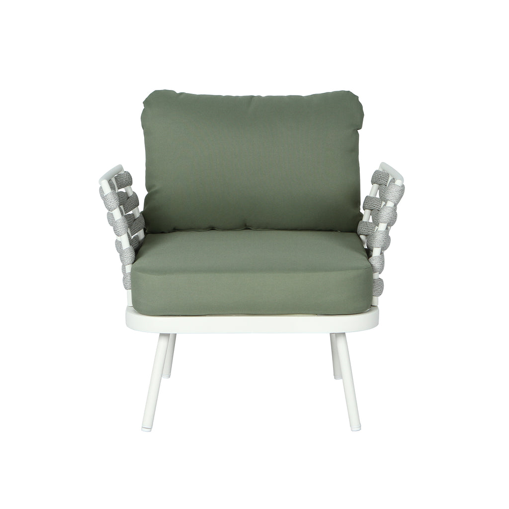 Mariano Steel 4-Pieces Conversation Set - Off White & Green