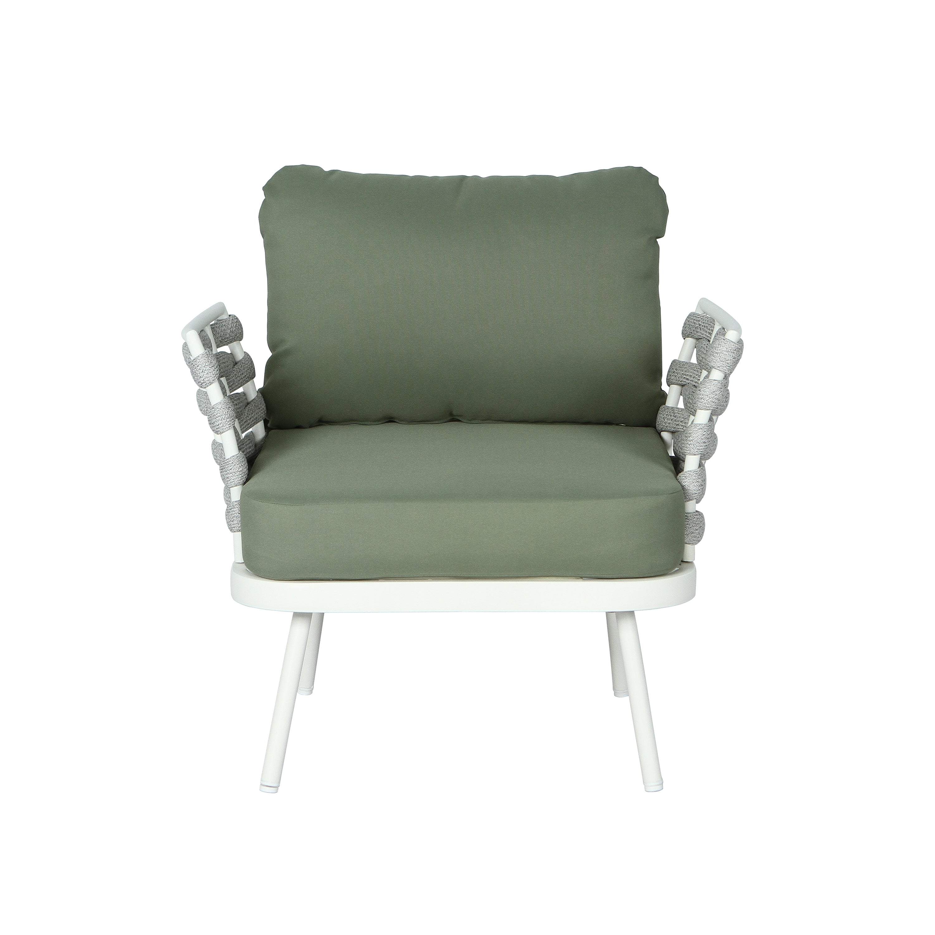 Mariano Steel 4-Pieces Conversation Set - Off White & Green