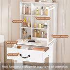 Modern Mini Dressing Table with LED-lit Mirror & Hidden Storage