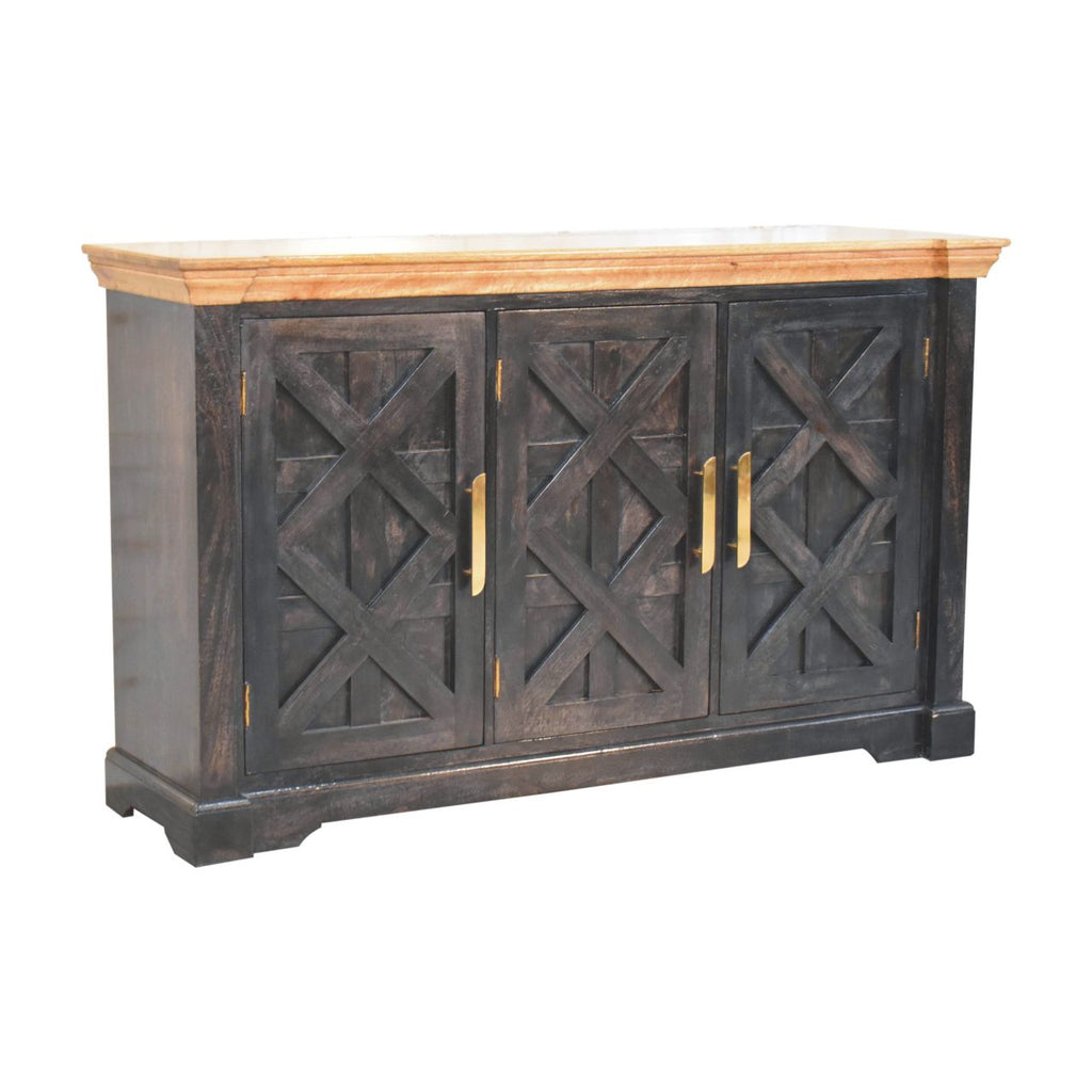 Solid Wood Regal Rustic Sideboard, 6 Compartments