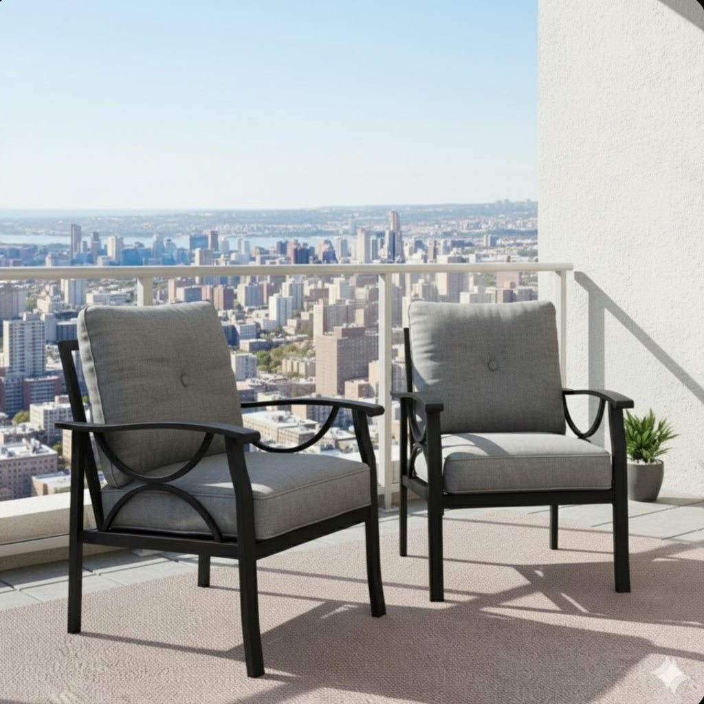 Set of 2 All-Weather Metal Armchairs