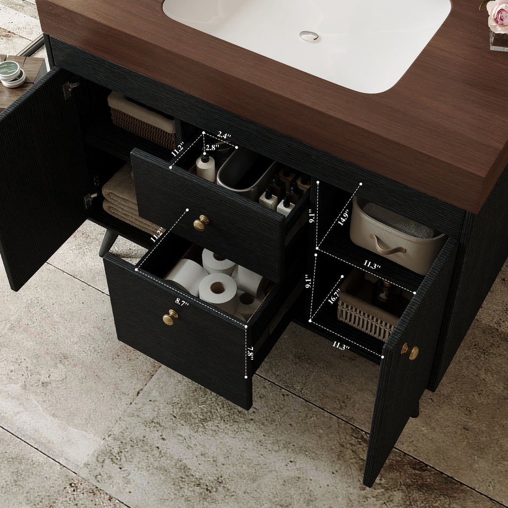 36" Modern Freestanding Bathroom Vanity with Sintered Stone Top