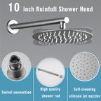 10 Inches Wall Mounted Shower with High Pressure Rain Shower Head
