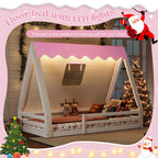 Twin Size House Floor Bed with Tent and Light