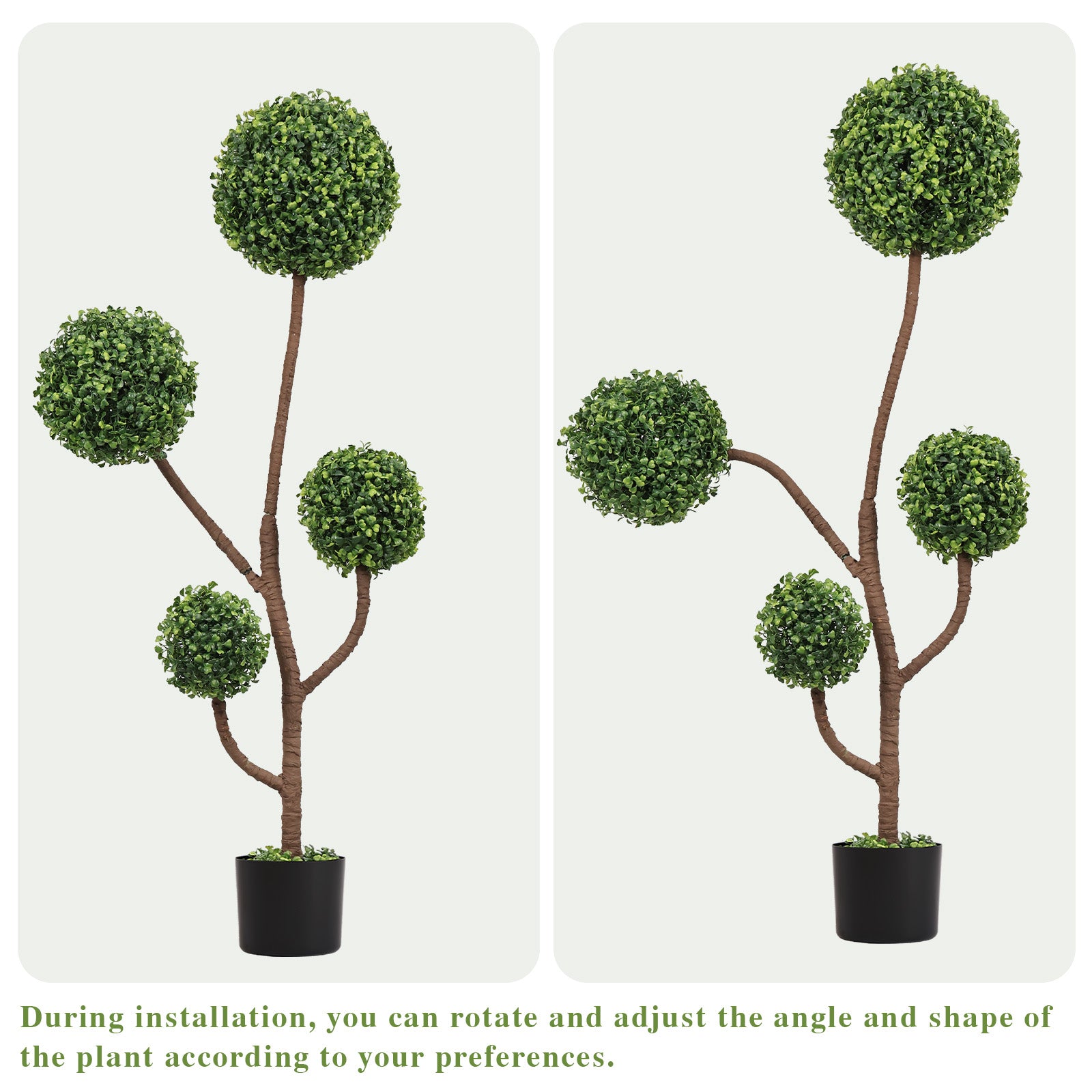 4FT Tall Artificial Boxwood Topiary Tree - Large Faux