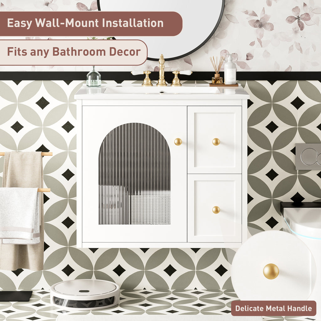 24" Bathroom Vanity Set Wall Mounted for Small Spaces