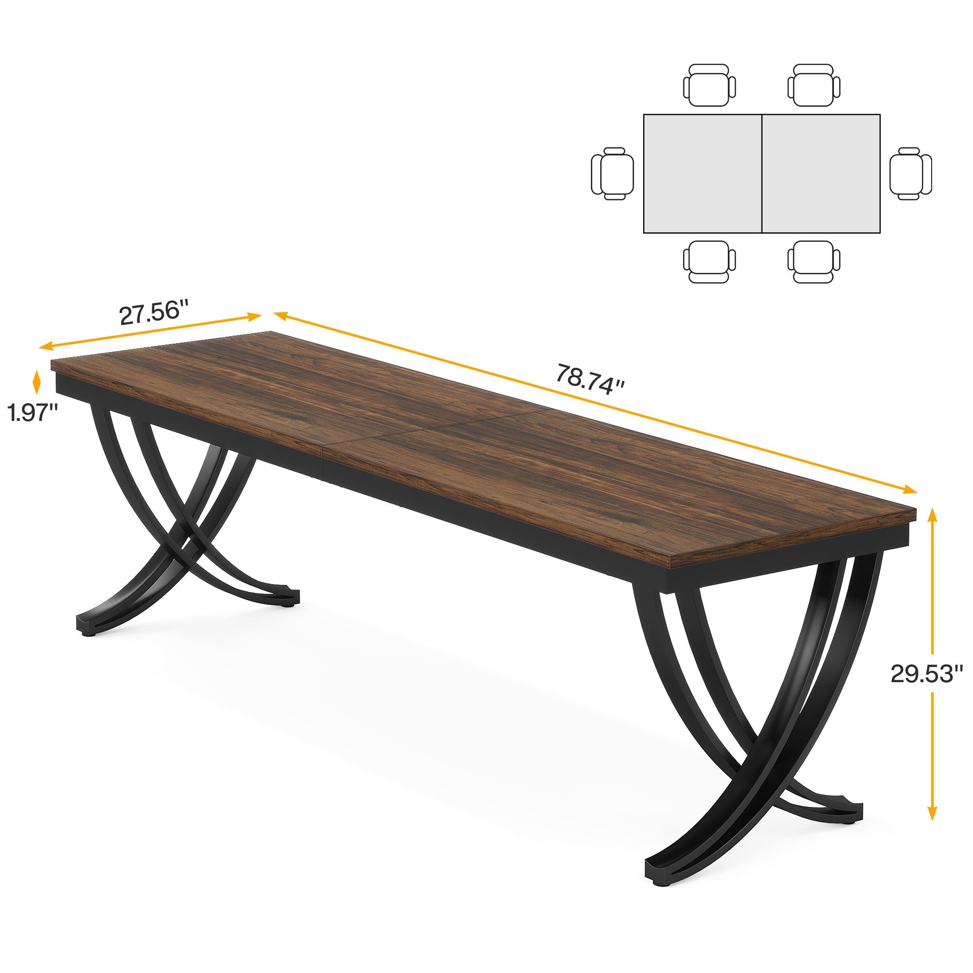 2 Person Desk With X Legs, Extra Long Office Workstation - Brown / Black