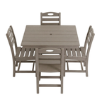 Antique Wood Color HDPE 5-Piece Outdoor Patio Dining Set