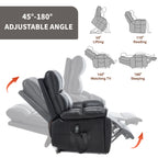 Black Leatheraire Heat Massage Dual Motor Recliner