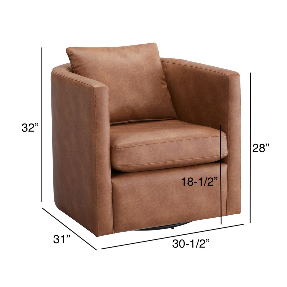 Sutton Saddle Faux Leather Swivel Barrel Chair